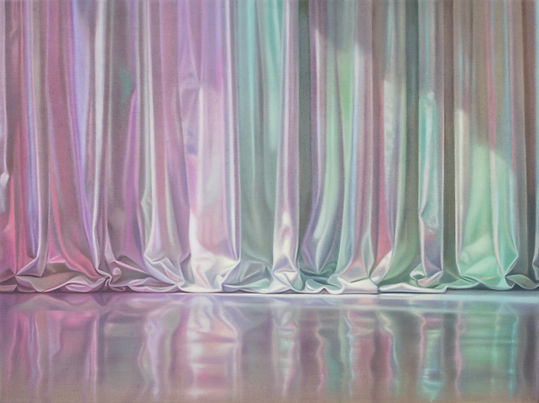 Maude Corriveau, Where Light Settles (Rideau horizontal I), 2026, oil on linen, 36x48in co