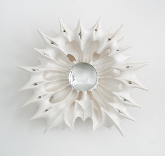 Vadim Pugin, Profiling, 2026, glazed ceramic, glass, mirror, steel, 17 x 15 x 7 in.jpg