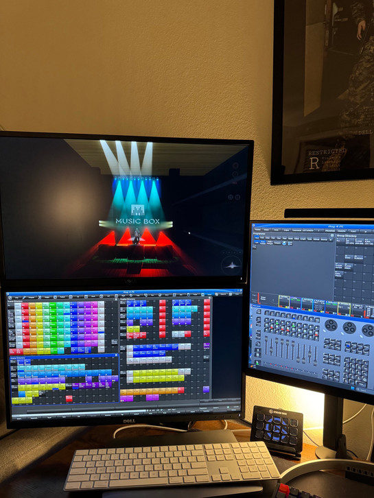 a computer monitor shows a music box on the screen