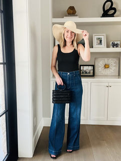 Wide leg jeans with black tank top