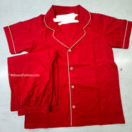 Red Cotton Poplin Pajamas Manufacturer