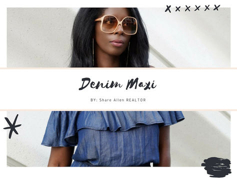 OFF THE SHOULDER DENIM MAXI