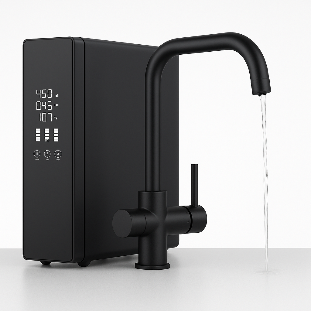 SLIM waterzuiveraar en 3-weg kraan mat zwart