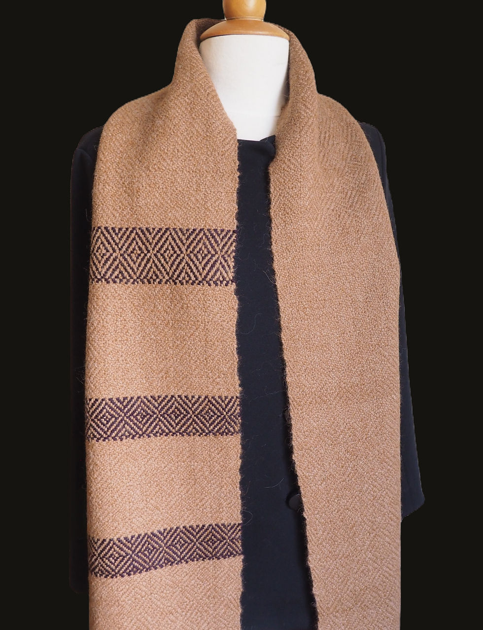 Écharpe d'Alpaga et laine mérinos, tissée traditionnellement