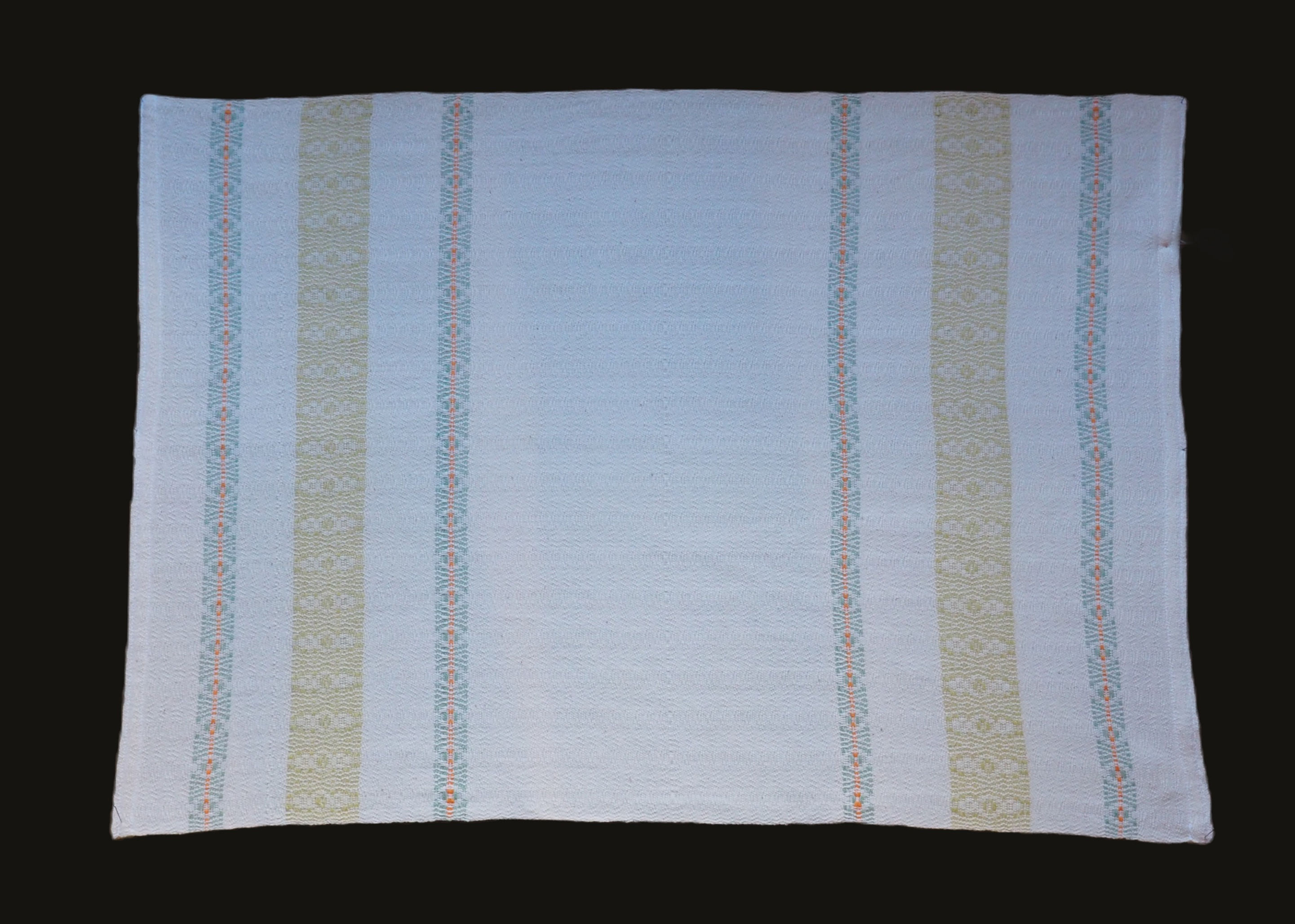 Linge de vaisselle en coton bio, jaune vert écru, tissé traditionn