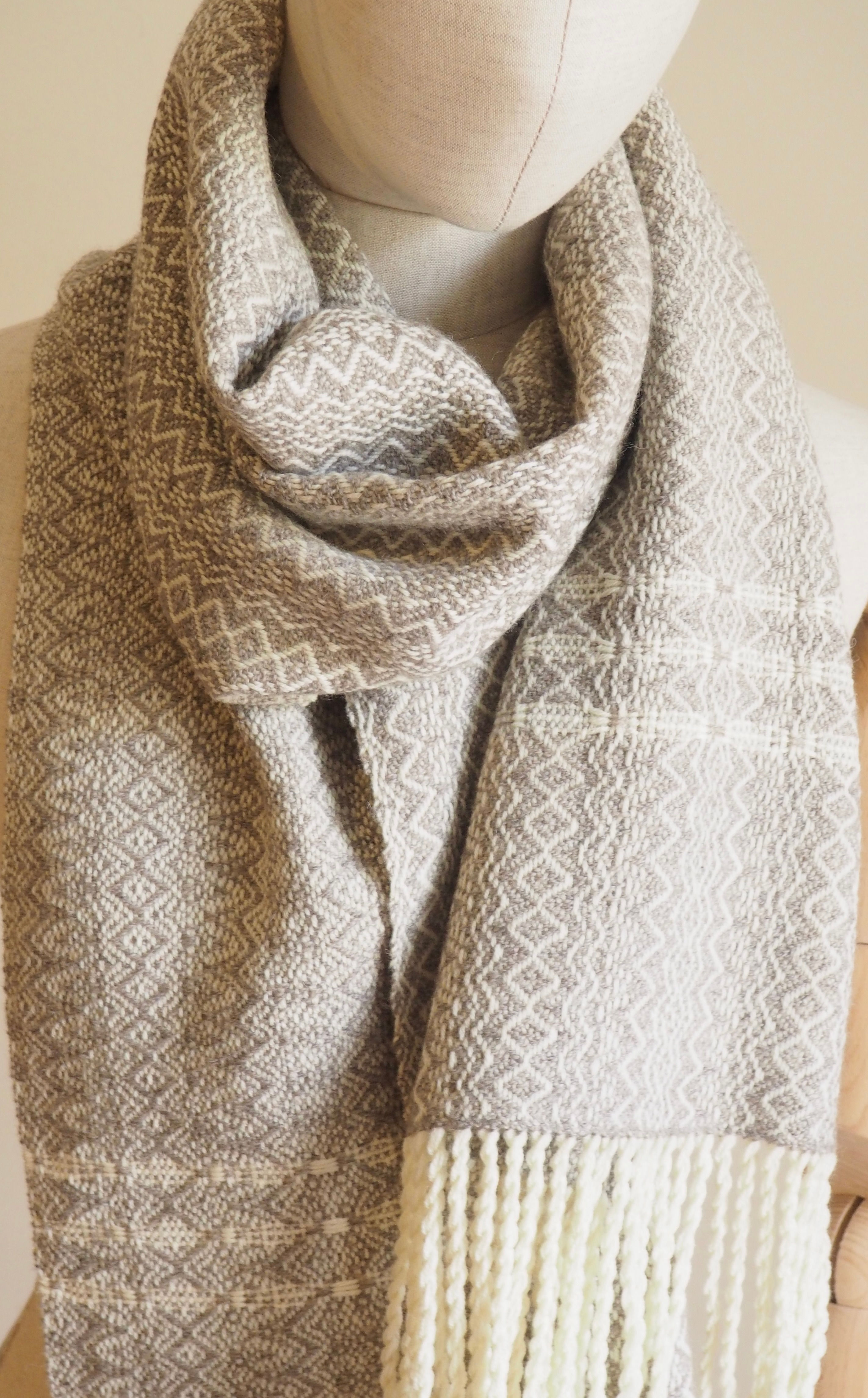Écharpe "Gengis" en Yack et Mérinos naturels, tissage artisanal