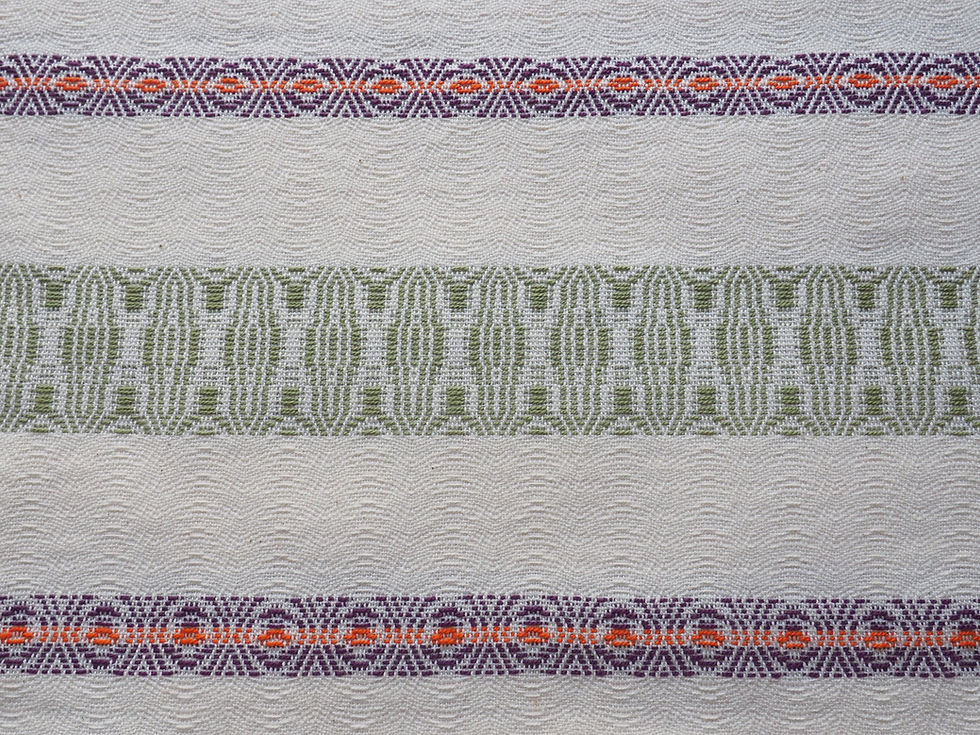 Miniature : Linge de vaisselle en coton, vert et aubergine, tissé traditionnel