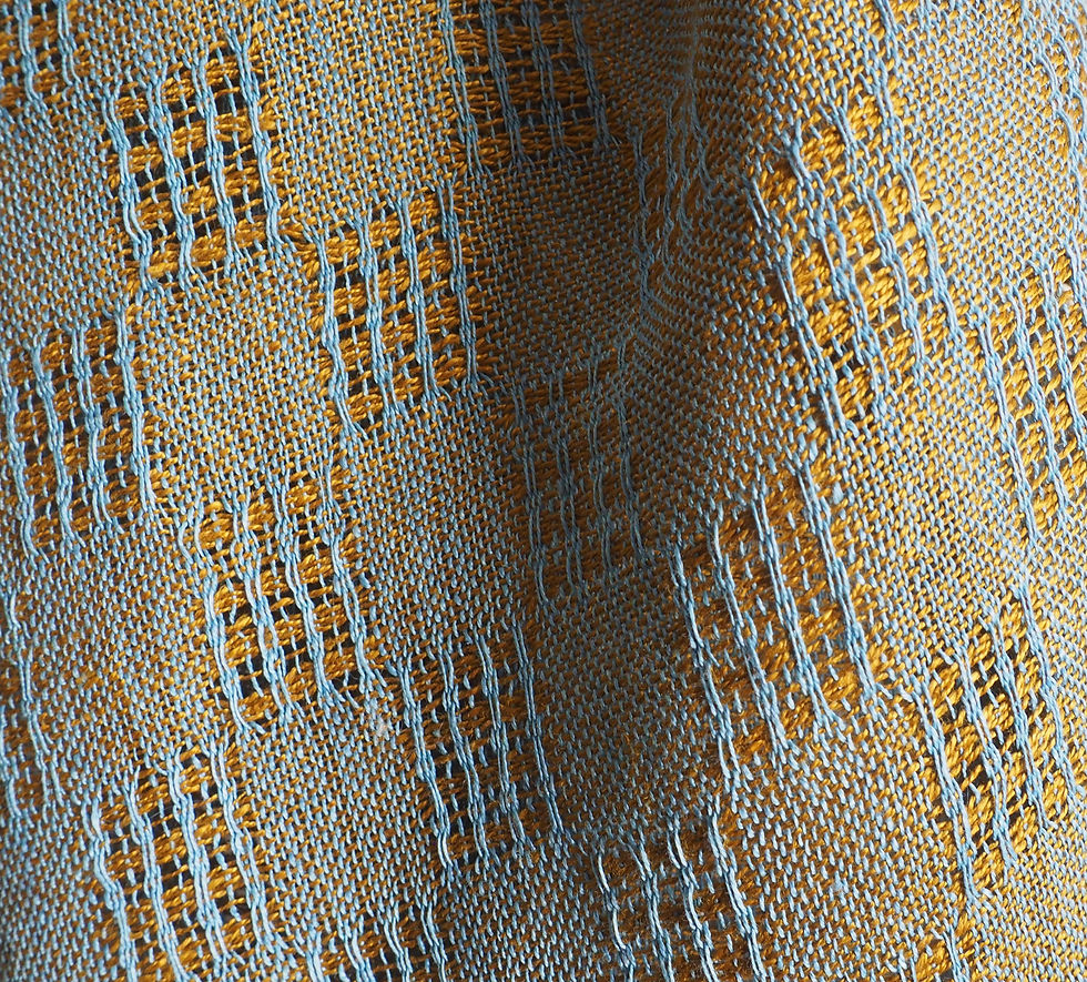 Miniature : Étole en lin bleu mordoré, tissage artisanal