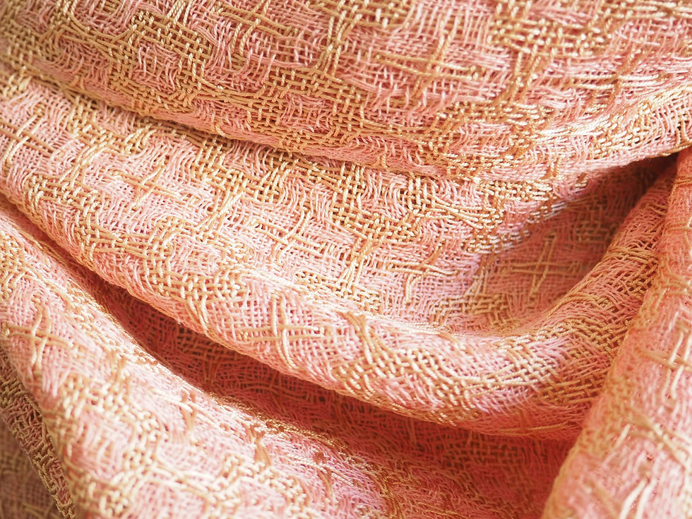 Miniature : Étole soie et lin rose doré, tissage traditionnel