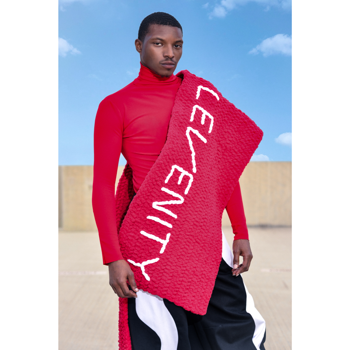 LEVENITY (RED) Statement Crochet Scarf