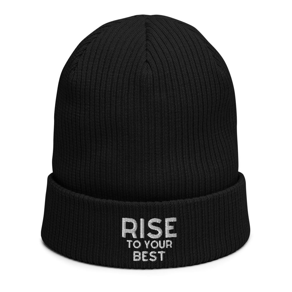 Organic RTB Ribbed Beanie -White Letters