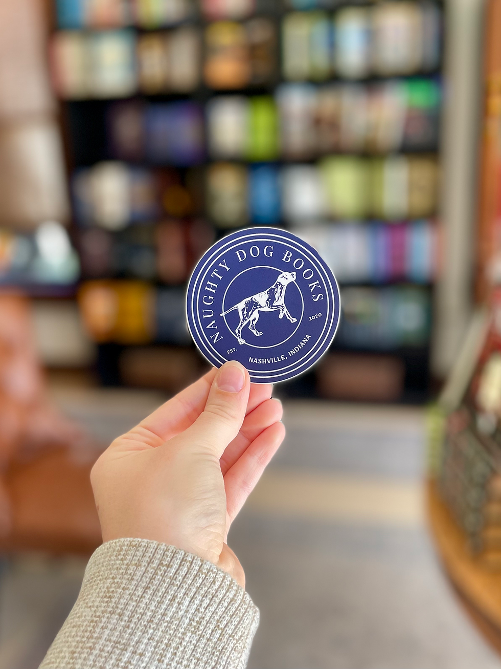 Naughty Dog Books Round Logo Sticker in Blue