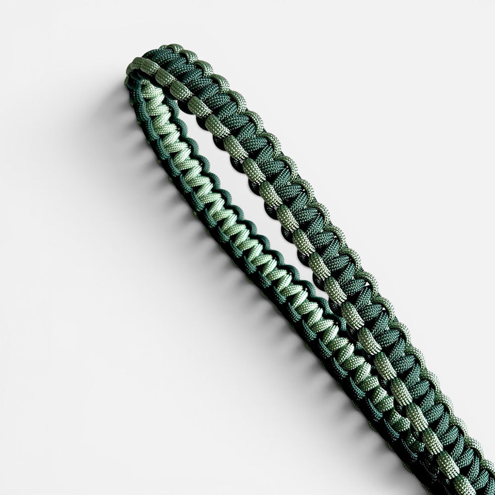 Kurzführer für Hunde in den Farben Moosgrün und dunkelgrün aus Paracord, Schweiz