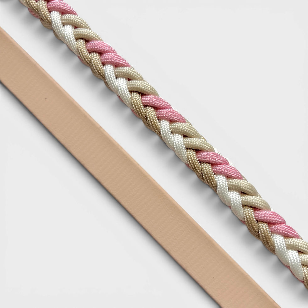 Führleine aus Biotahne und Paracord in rosa, weiss und beige