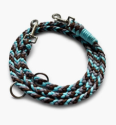 Paracord-Leine für kleine Hunde in den Farben Braun, Grau und Blau
