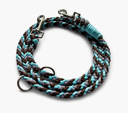 Paracord-Leine für kleine Hunde in Blau, Braun und Grau