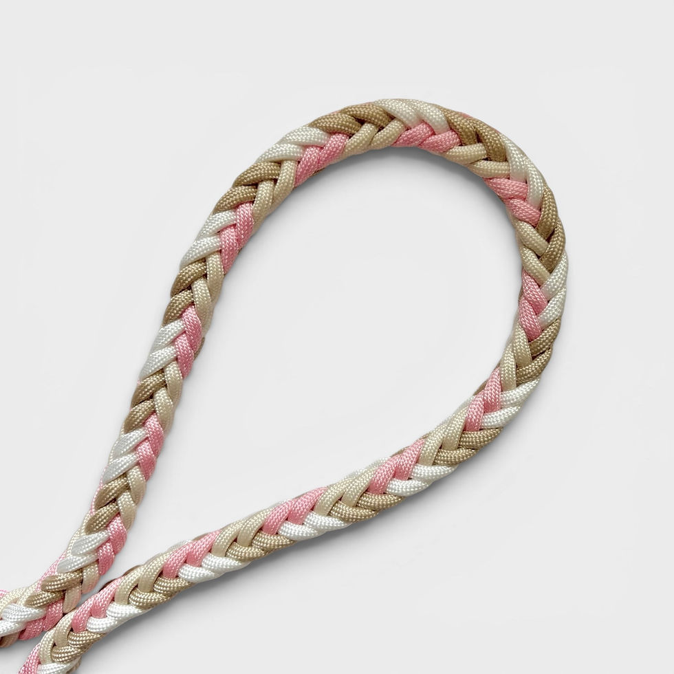 Führleine aus Biotahne und Paracord in rosa, weiss und beige