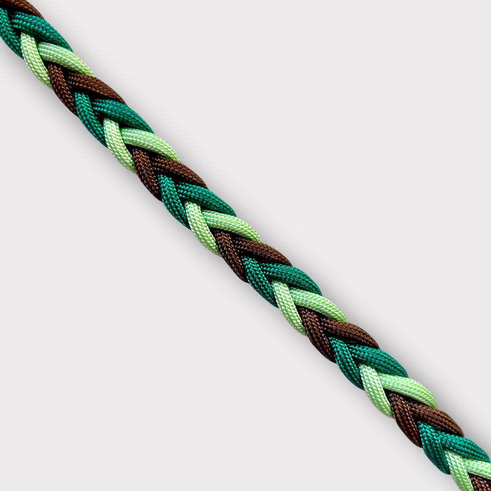 Miniaturbild: Paracord-Hundeleine für kleine Hunde. Handgemacht aus der Schweiz und in den Farben Hellgrün, Emeraldgrün und Braun.