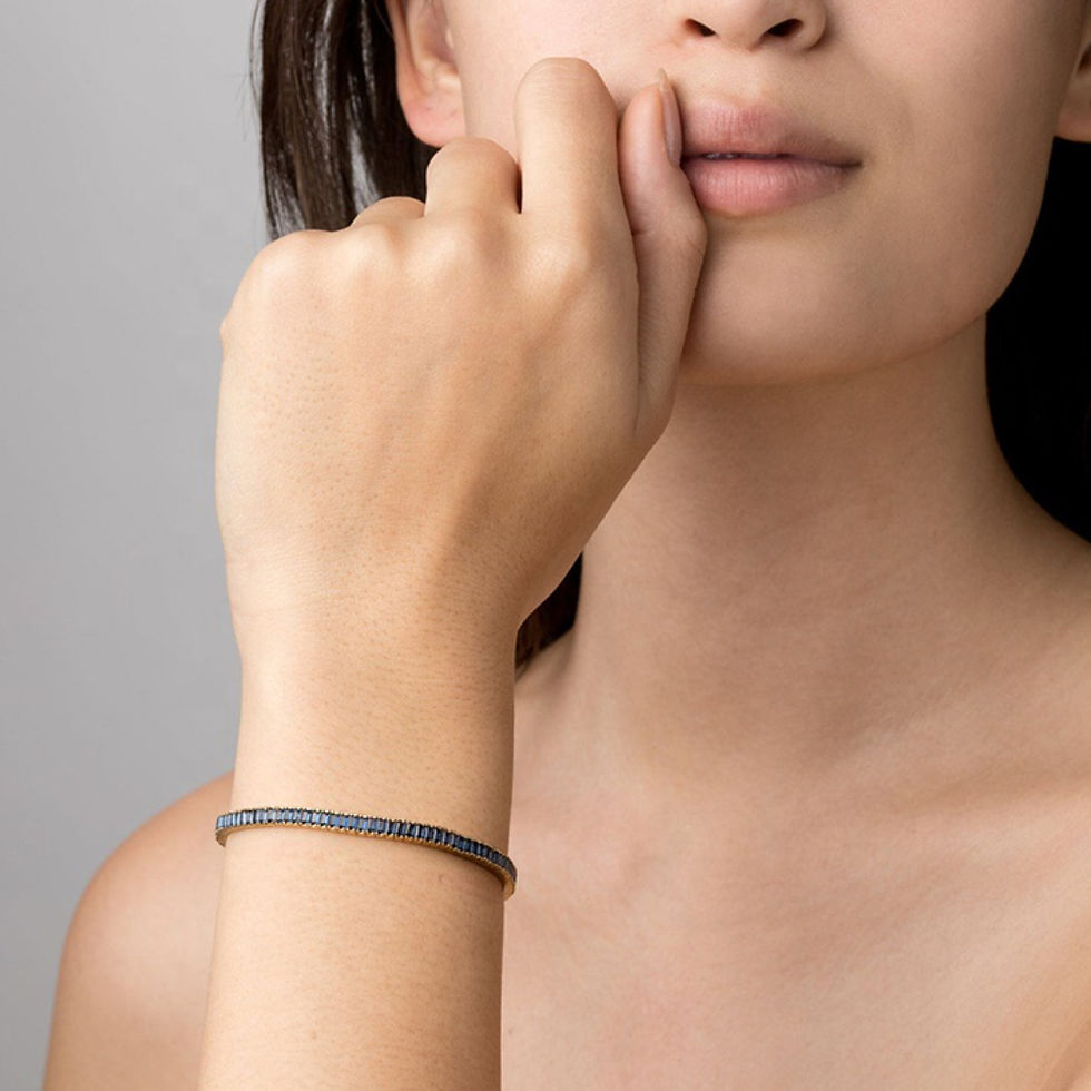 Thumbnail: Blue Zircons Tennis Bracelet, Gold Vermeil