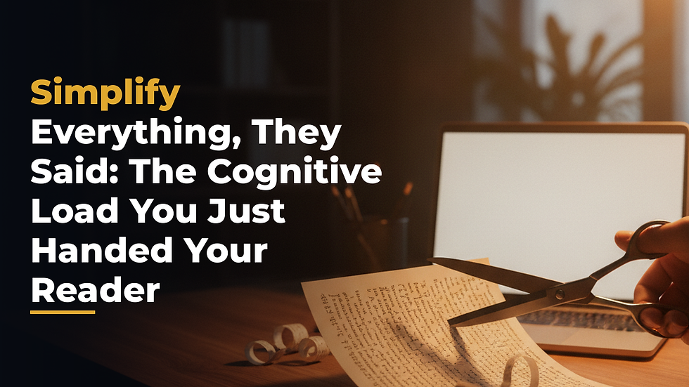 Simplify Everything, They Said: The Cognitive Load You Just Handed Your Reader