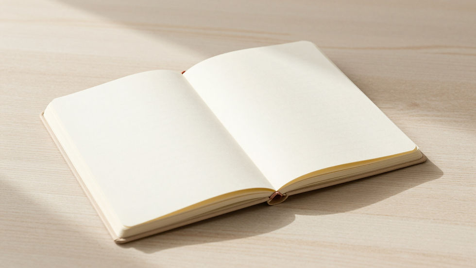 Artisanal notebook mockup on a sunlit wooden desk