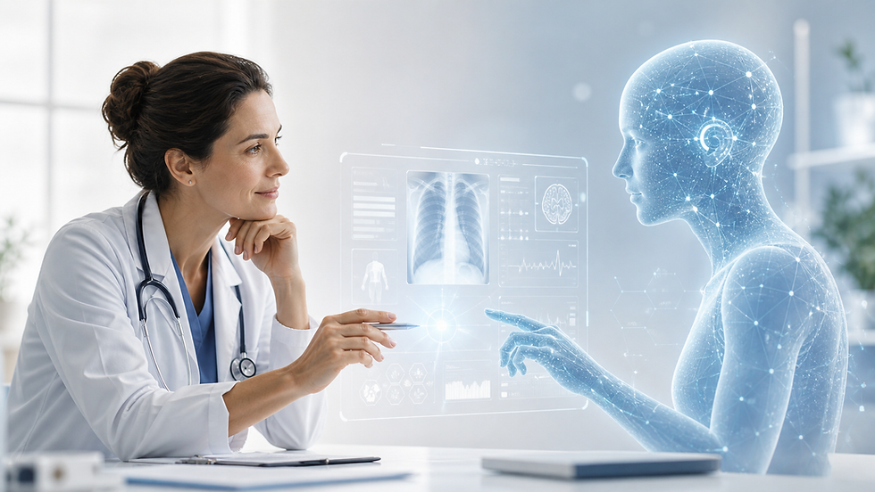 Symbolischer Vergleich von menschlicher ärztlicher Erfahrung und künstlicher Intelligenz in der Medizin