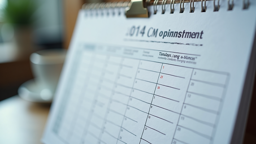 Close-up view of a calendar with a scheduled business consultation appointment