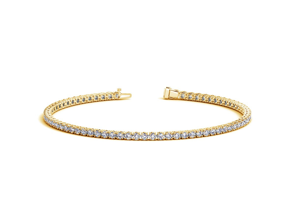 Round Diamond Tennis Bracelet in 14k Yellow Gold (2 cttw)