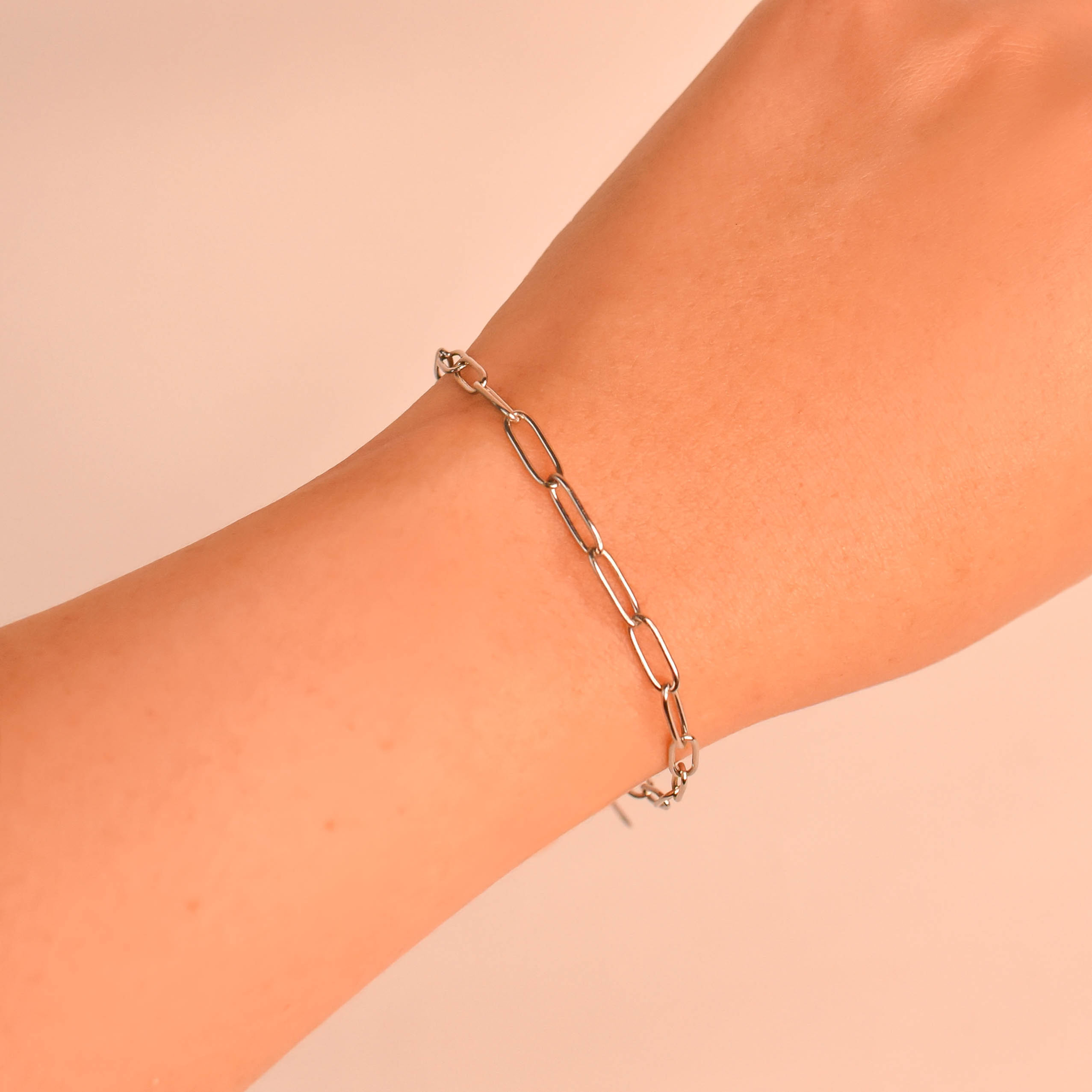 Pulsera eslabones plateada ajustable 