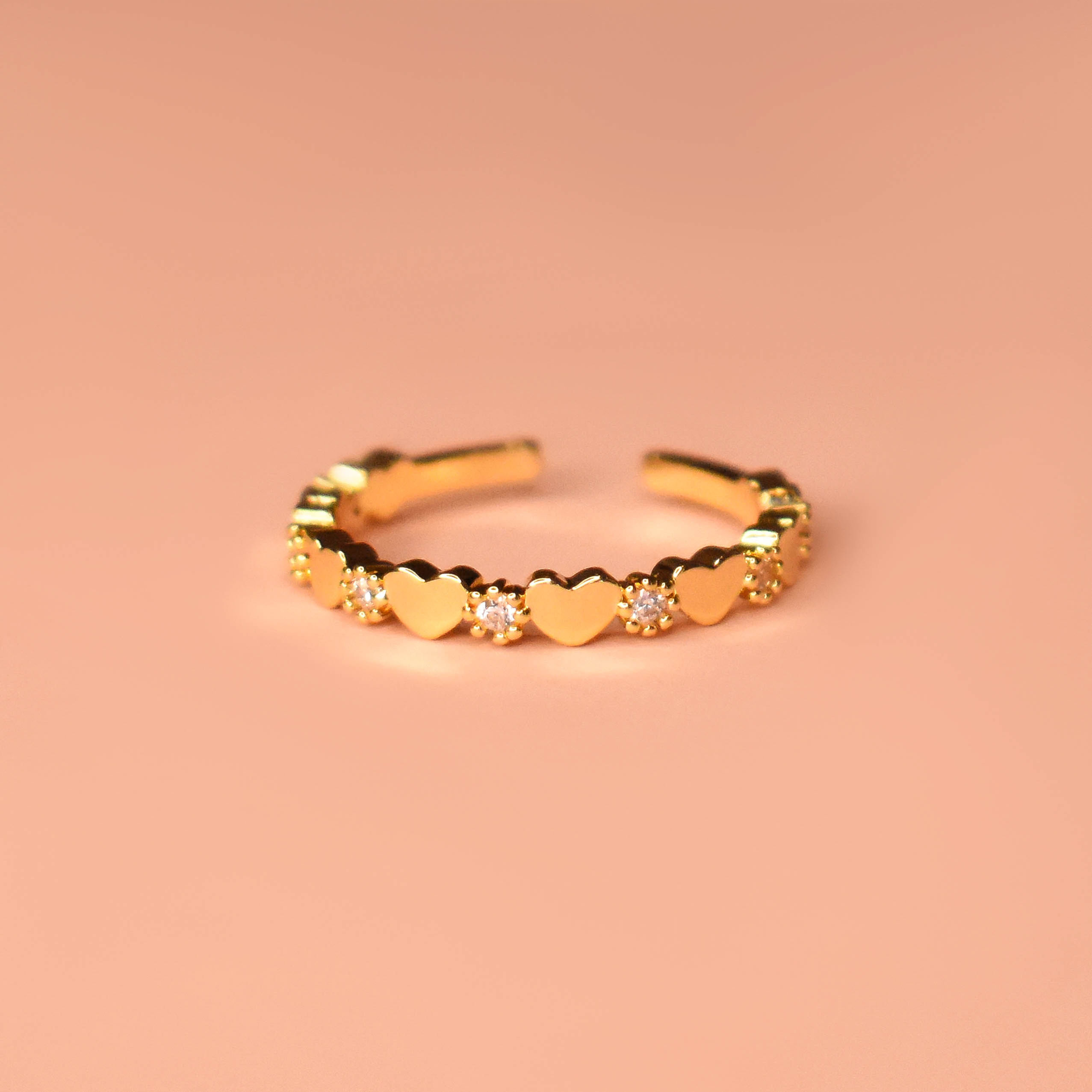 Anillo corazones combinados  ajustable 