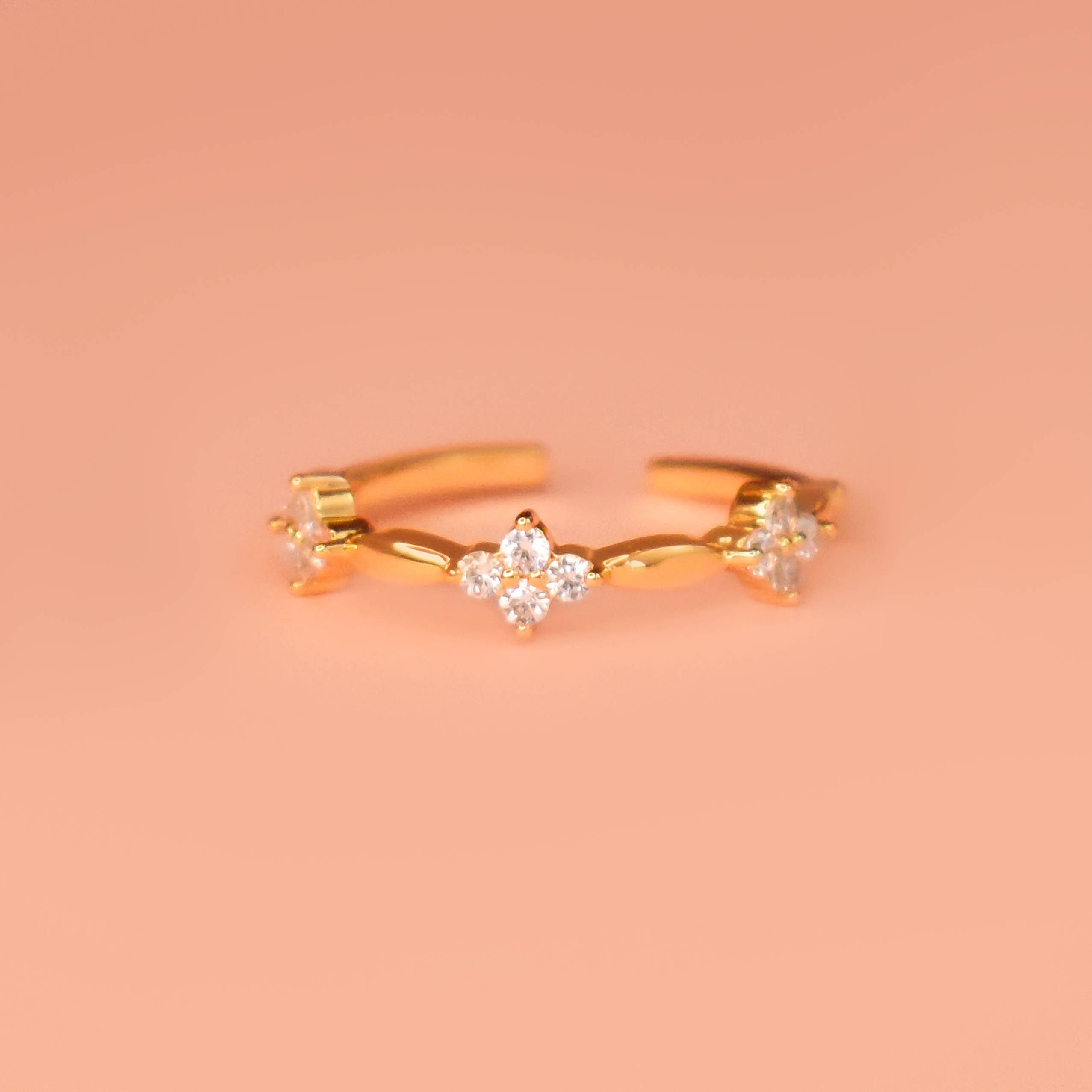 Anillo 3 cristales ajustable 