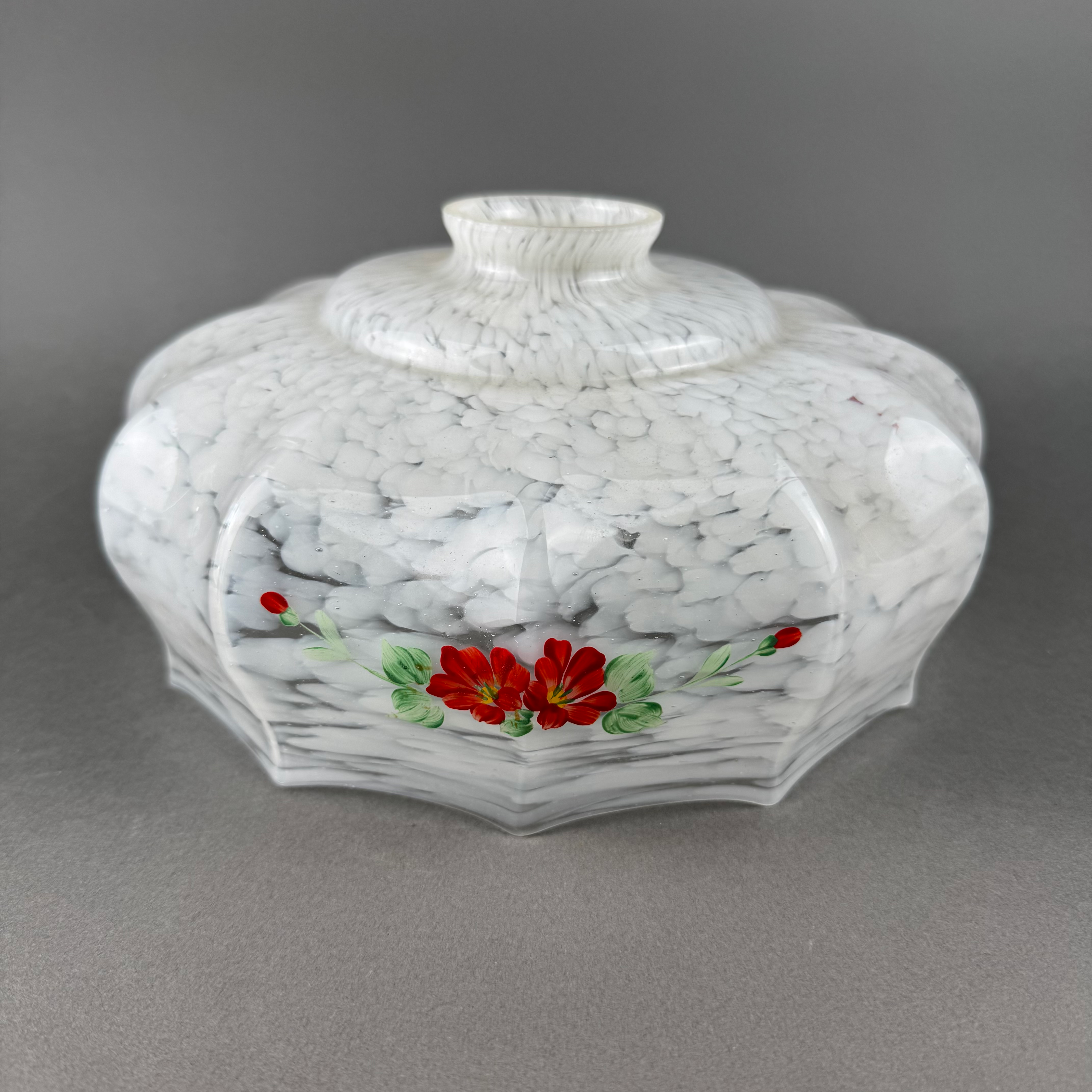 Vintage Lampenglas Lampenschirm rote Blume C-2-6