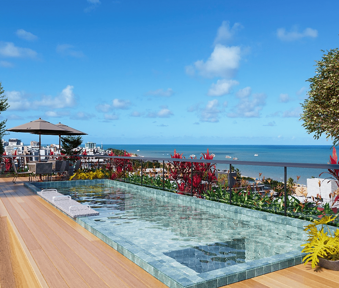 piscina com vista pro mar na cobertura