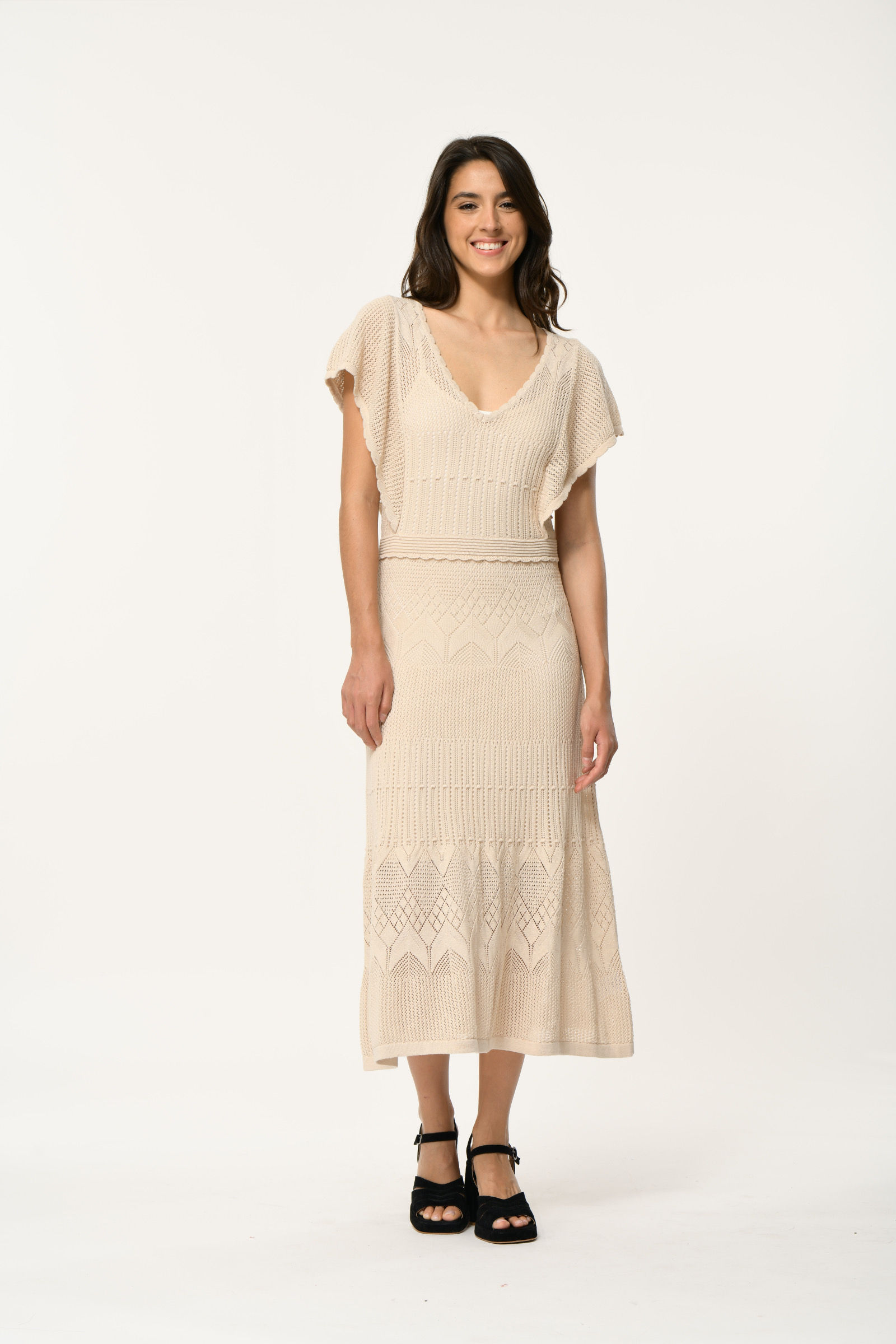 Robe Longue en Maille Beige florida