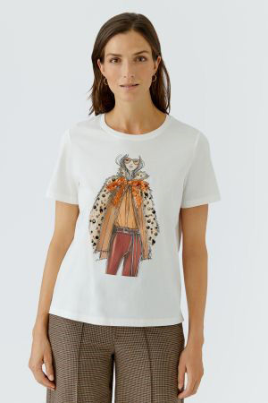 T-shirt à imprimé appliqué - orné à la main de sequins