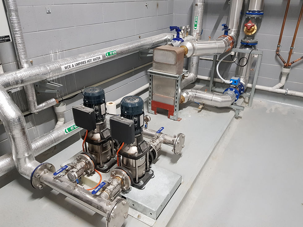 hot water heat exchange and pumps