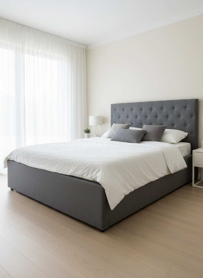 Lucia-Gray hydraulic lift up storage bed-Fabric