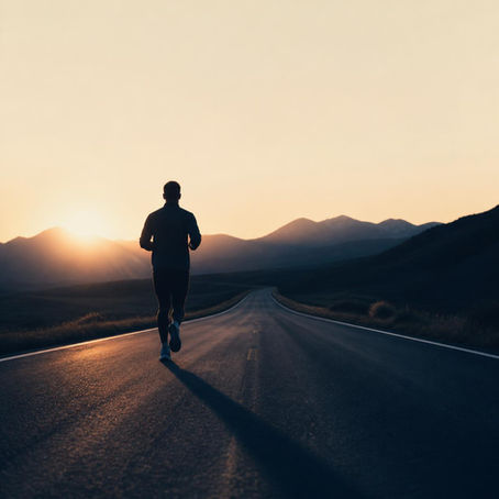 A runner on the road. 