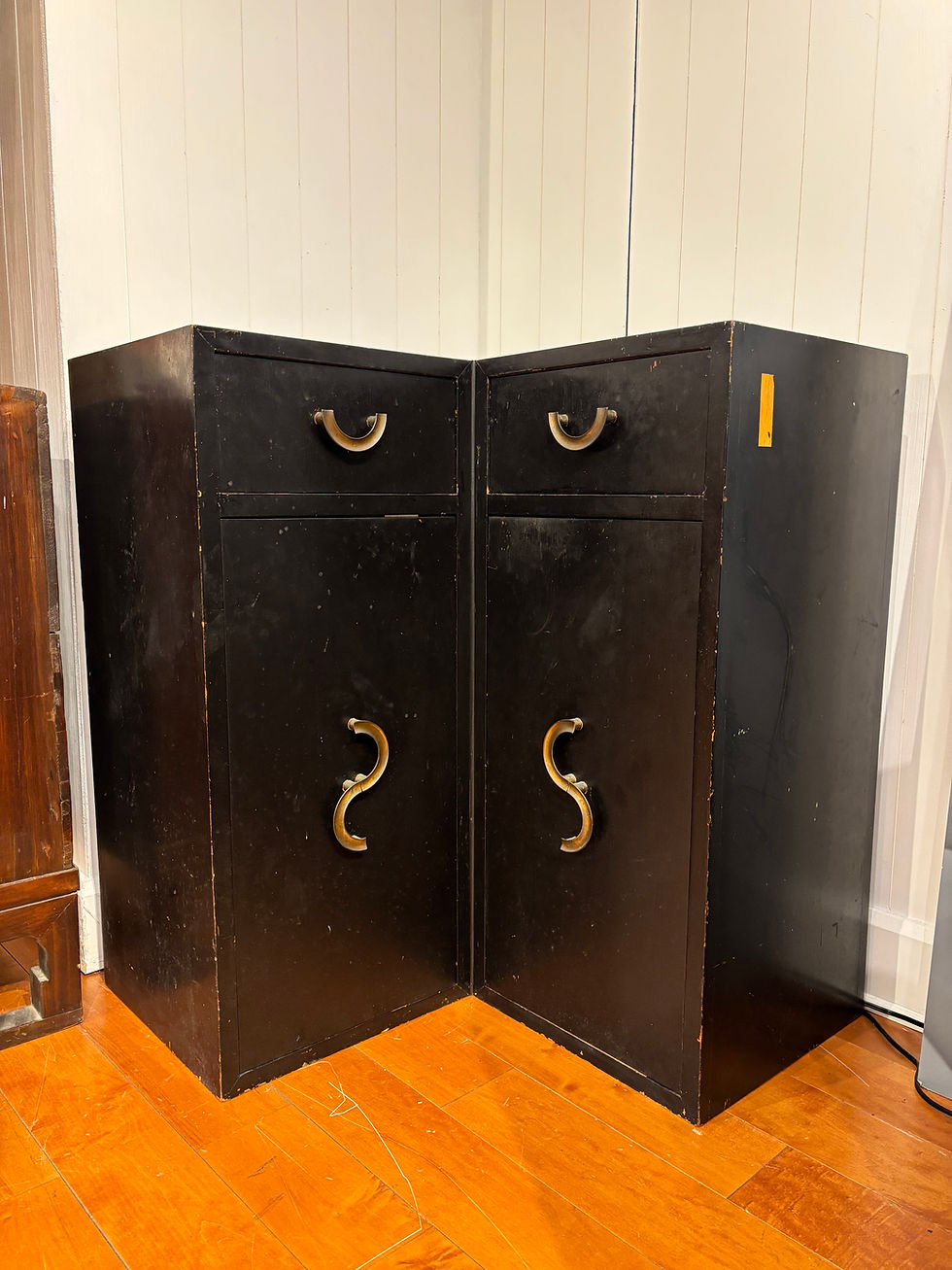 Thumbnail: Mid-Century Modern Black Lacquer Corner Cabinet