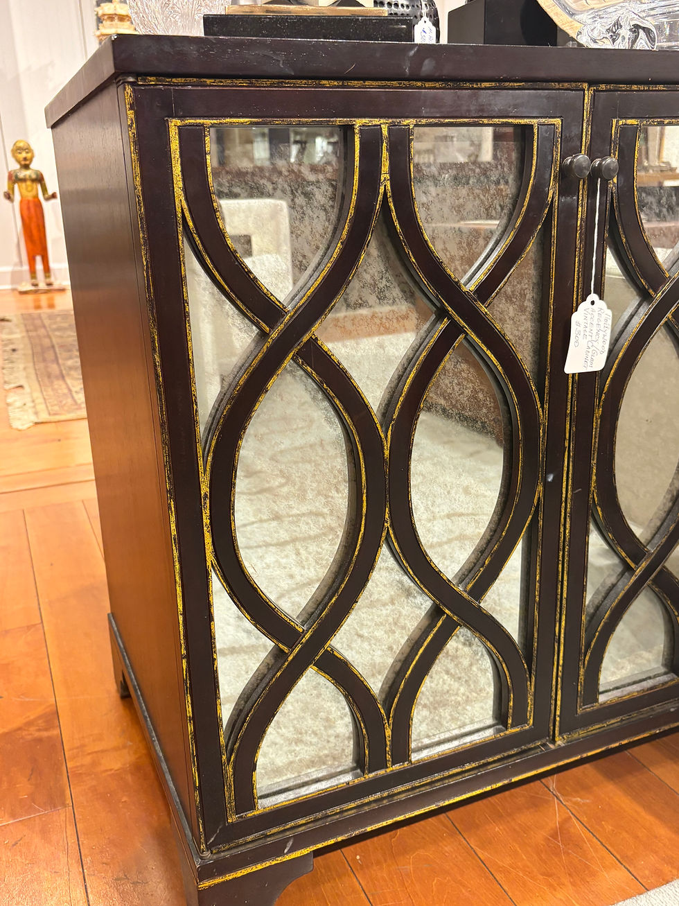 Thumbnail: Hollywood Regency Glam Antiqued Mirror Accent Cabinet
