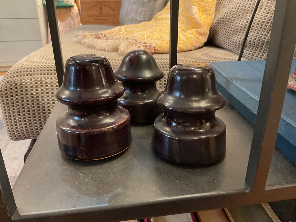 Thumbnail: Vintage Black Glazed Ceramic Electrical Insulator