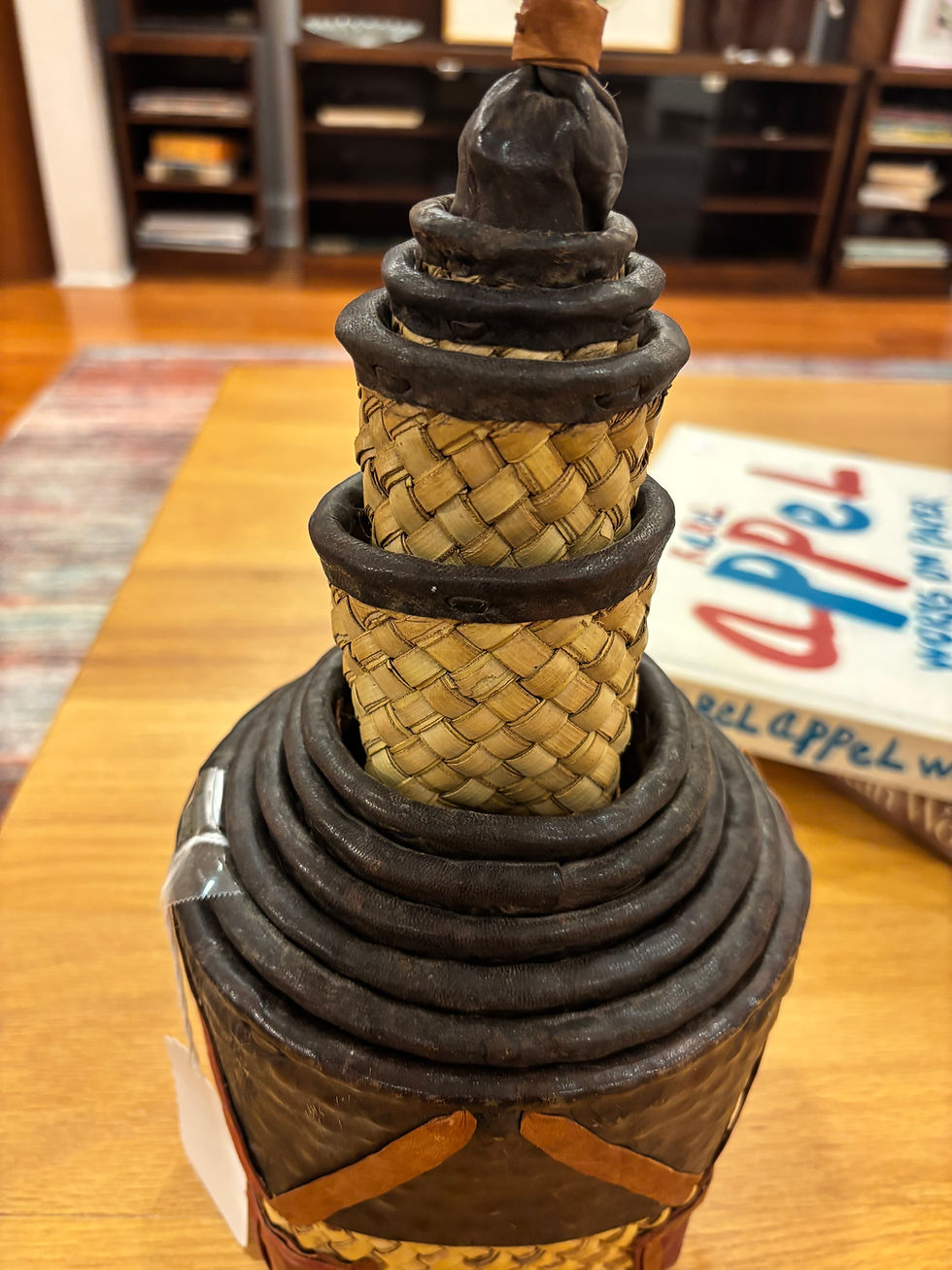 Thumbnail: Antique West African Leather & Woven Grass Nesting Baskets