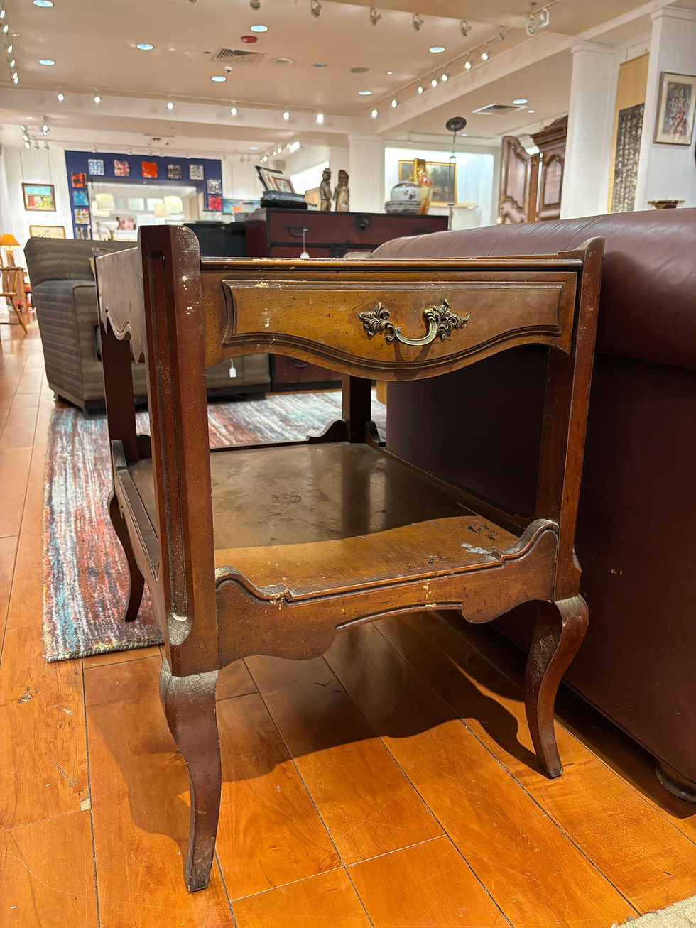 Thumbnail: Vintage French Provincial Leather-Top End Table with Cabriole Legs