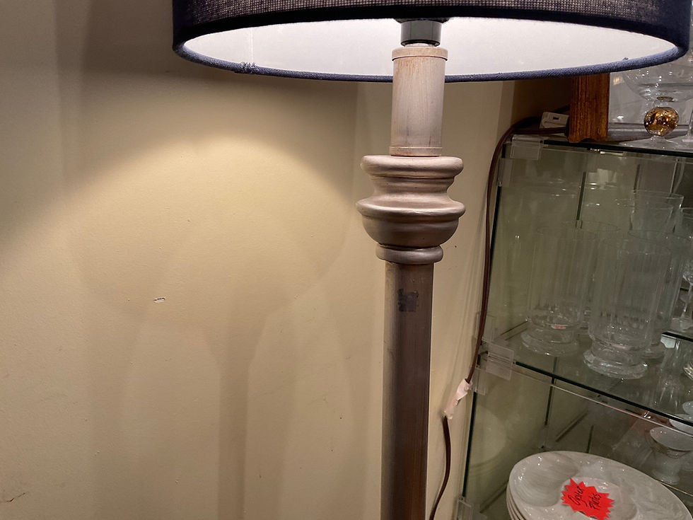 Thumbnail: Transitional Silver Column Lamp with Black Drum Shade