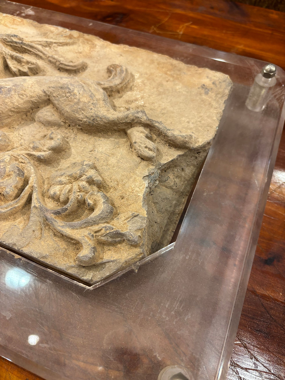 Thumbnail: Antique Architectural Tile Stone Fragment in Custom Lucite Case