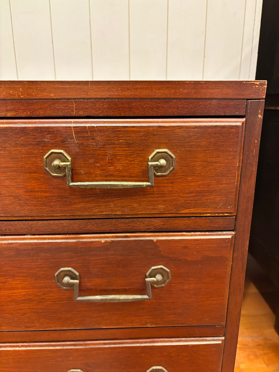Thumbnail: Vintage 4-Drawer Mahogany Finish Small Dresser / Chest