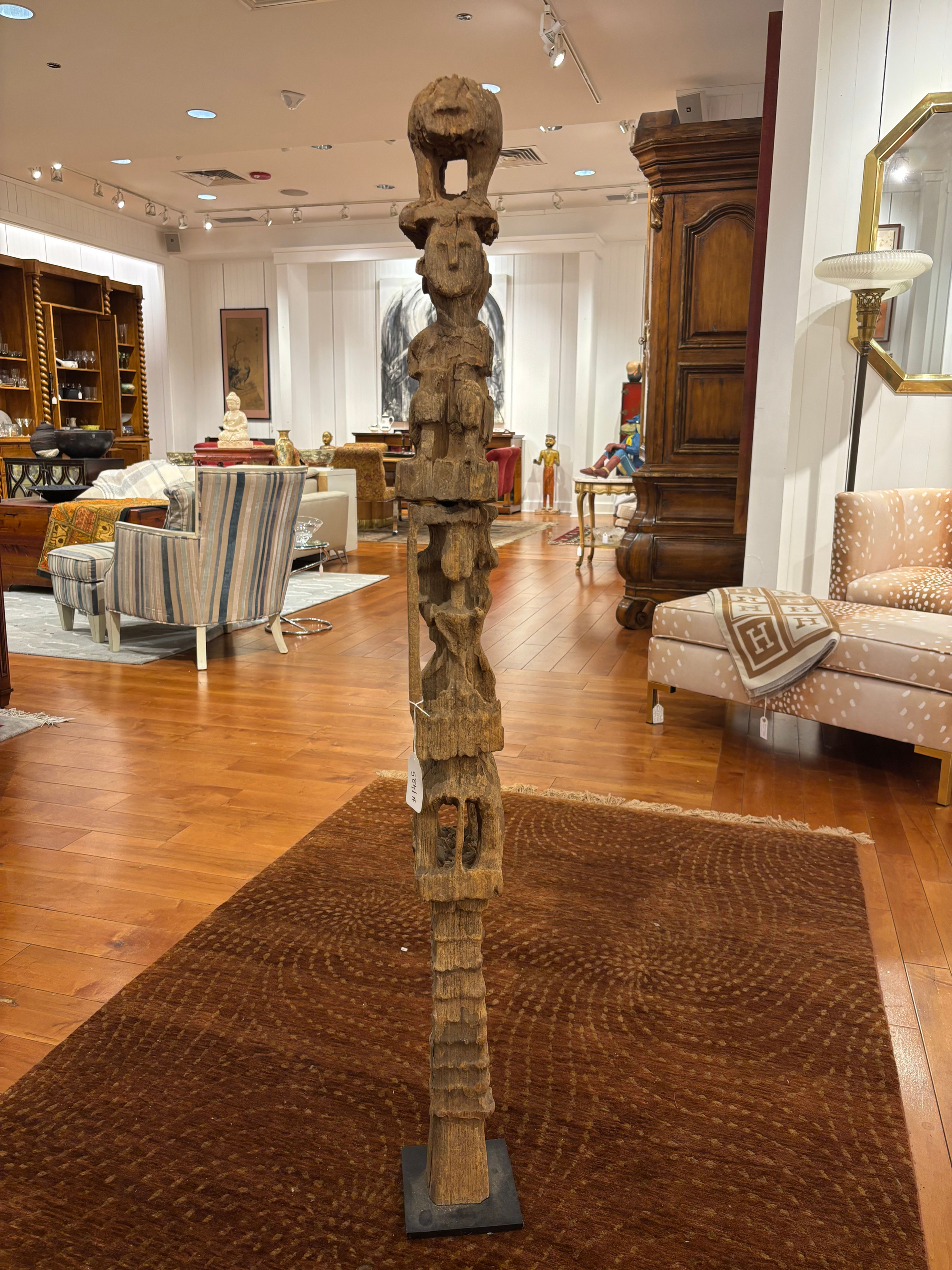 Monumental Antique African Hand-Carved Wood Totem