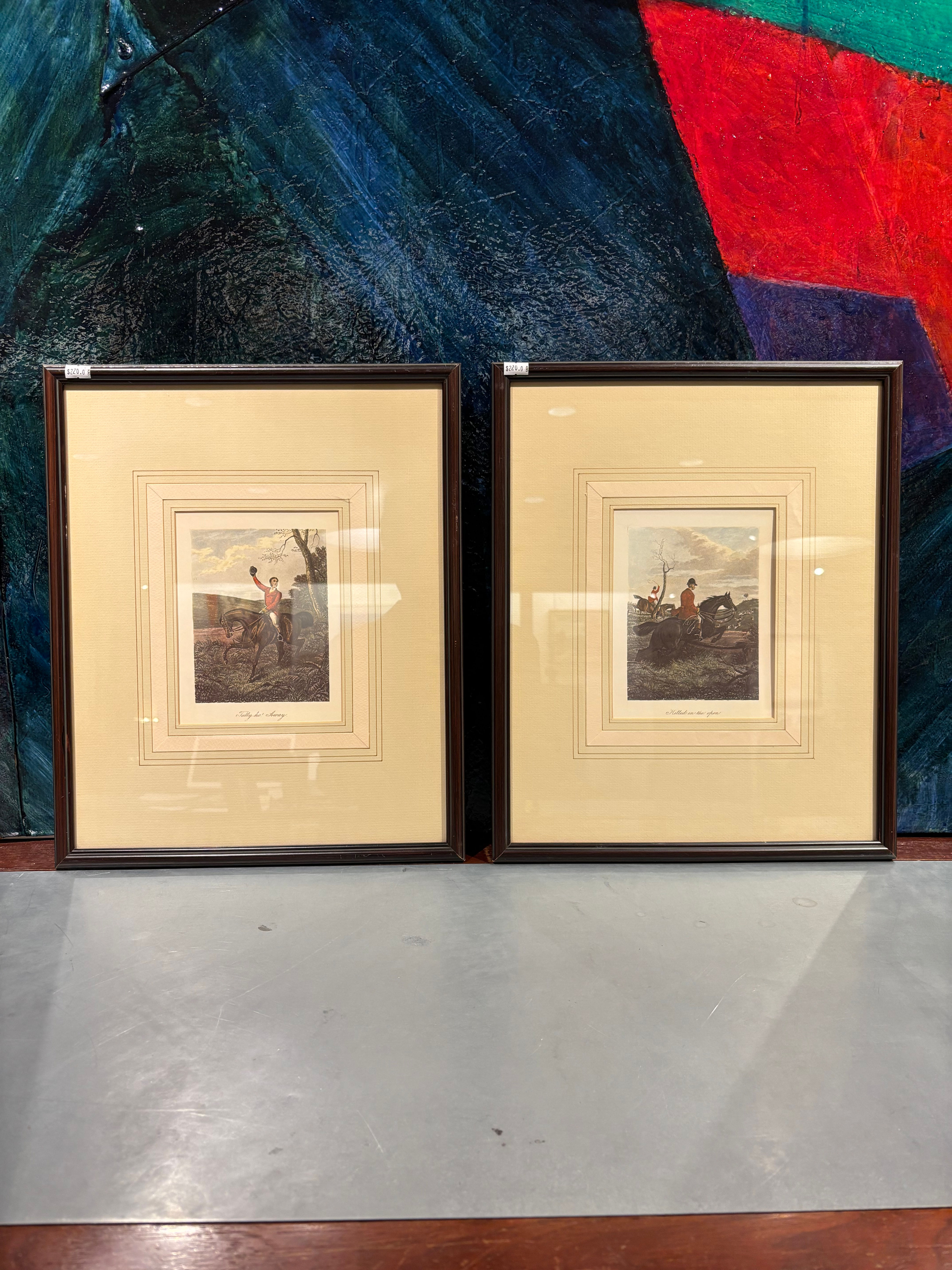 Set of Two Custom Framed English Fox Hunt Prints