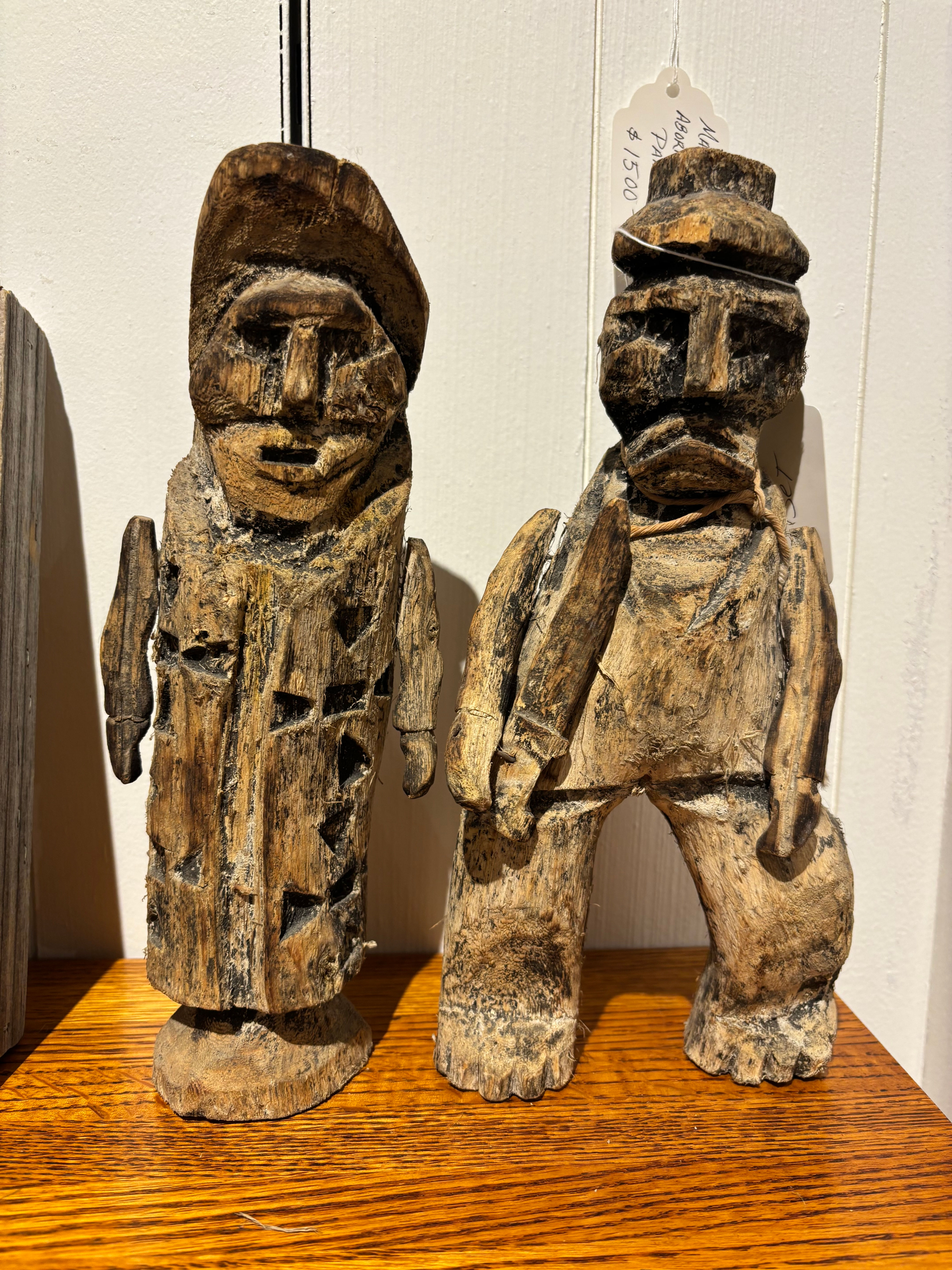 Pair of Hand-Carved Folk Art Jointed Figures