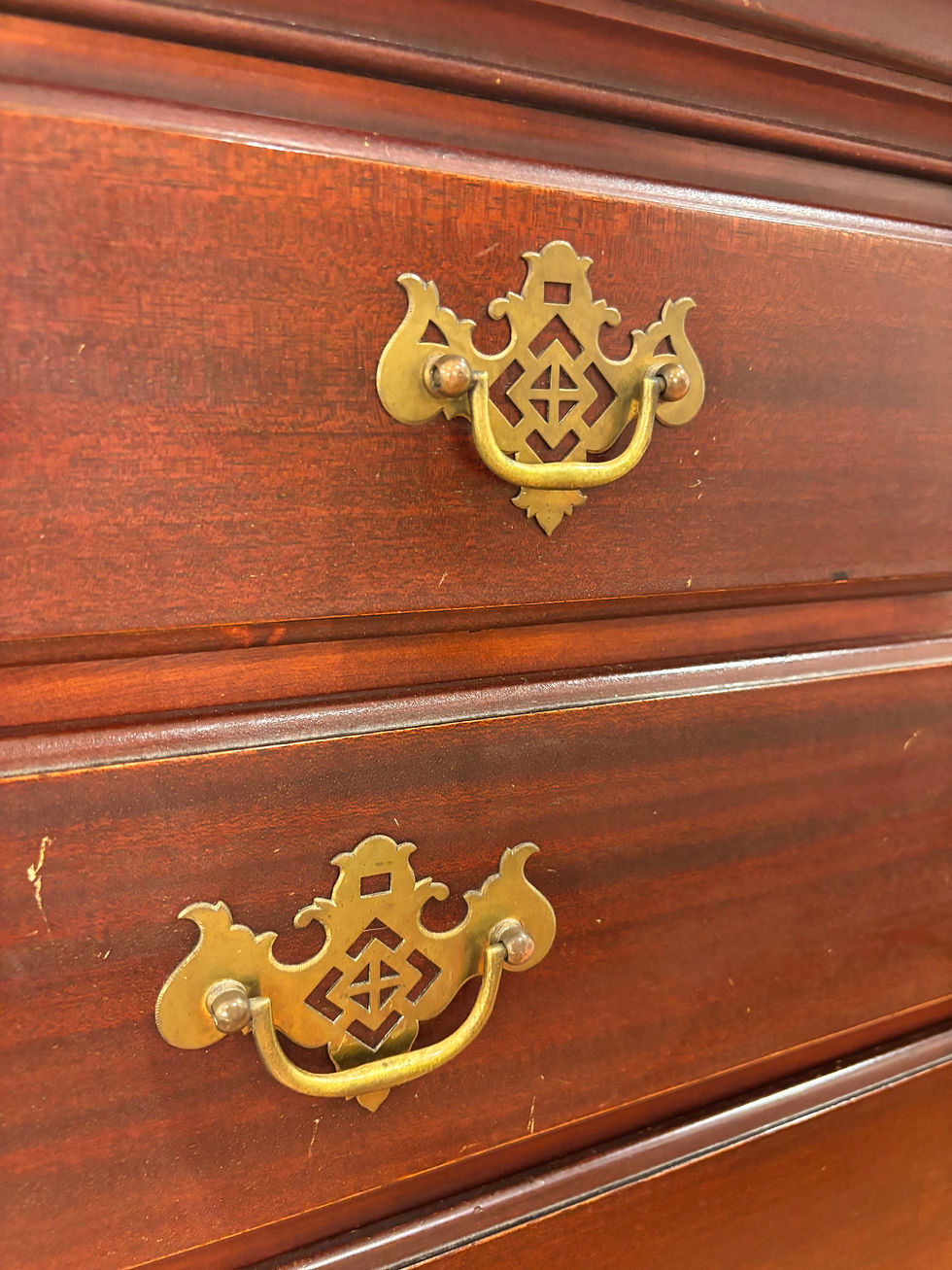 Thumbnail: Vintage Chippendale Style Mahogany 7-Drawer Tallboy Chest